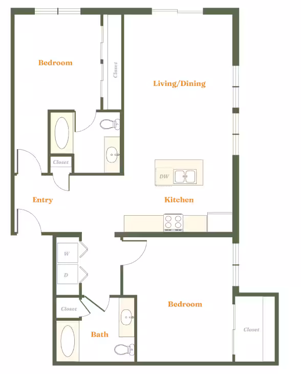 2 Bedroom 2 Bath 110 floor plan